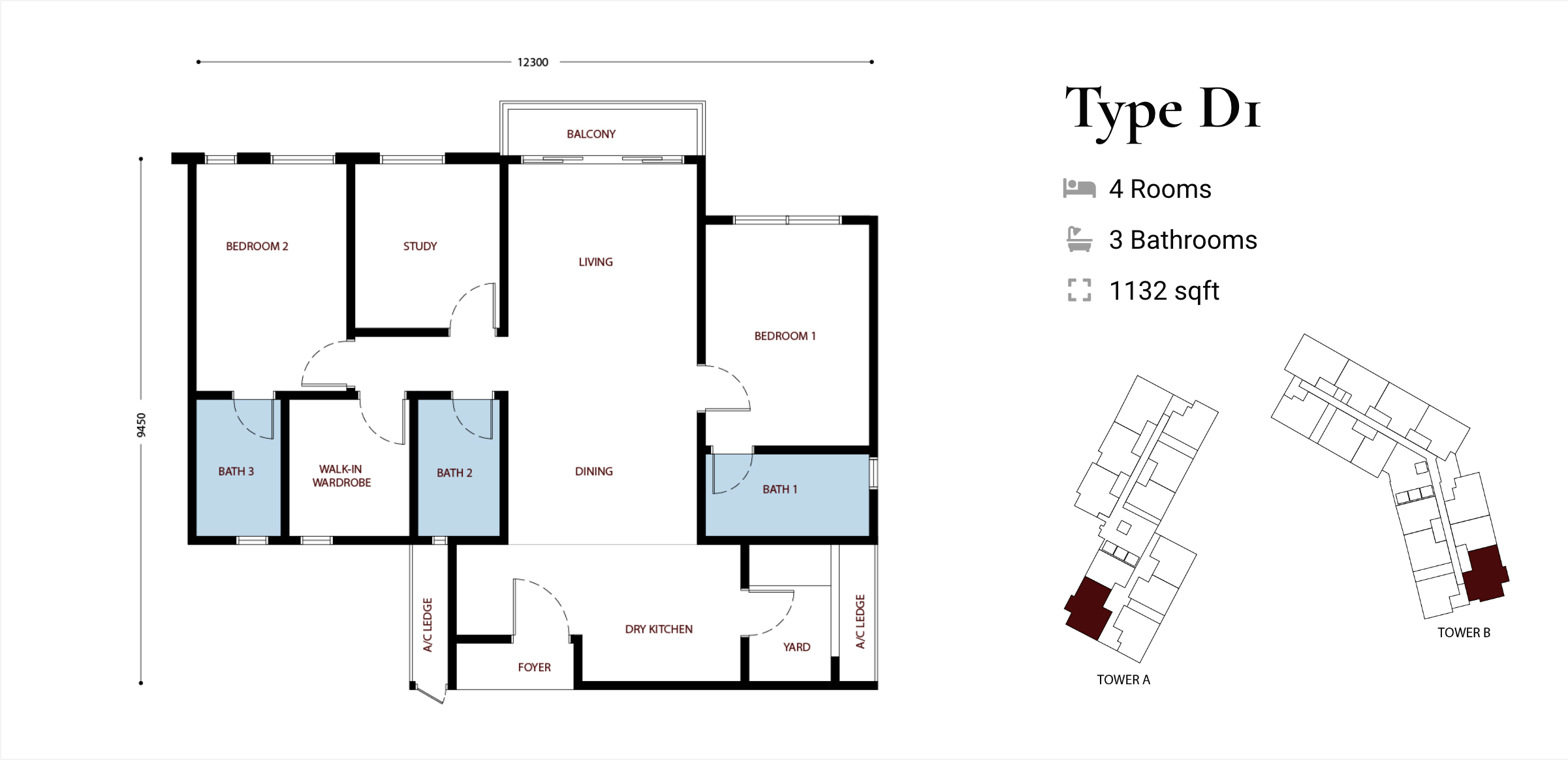 Type D - 1132 sqft